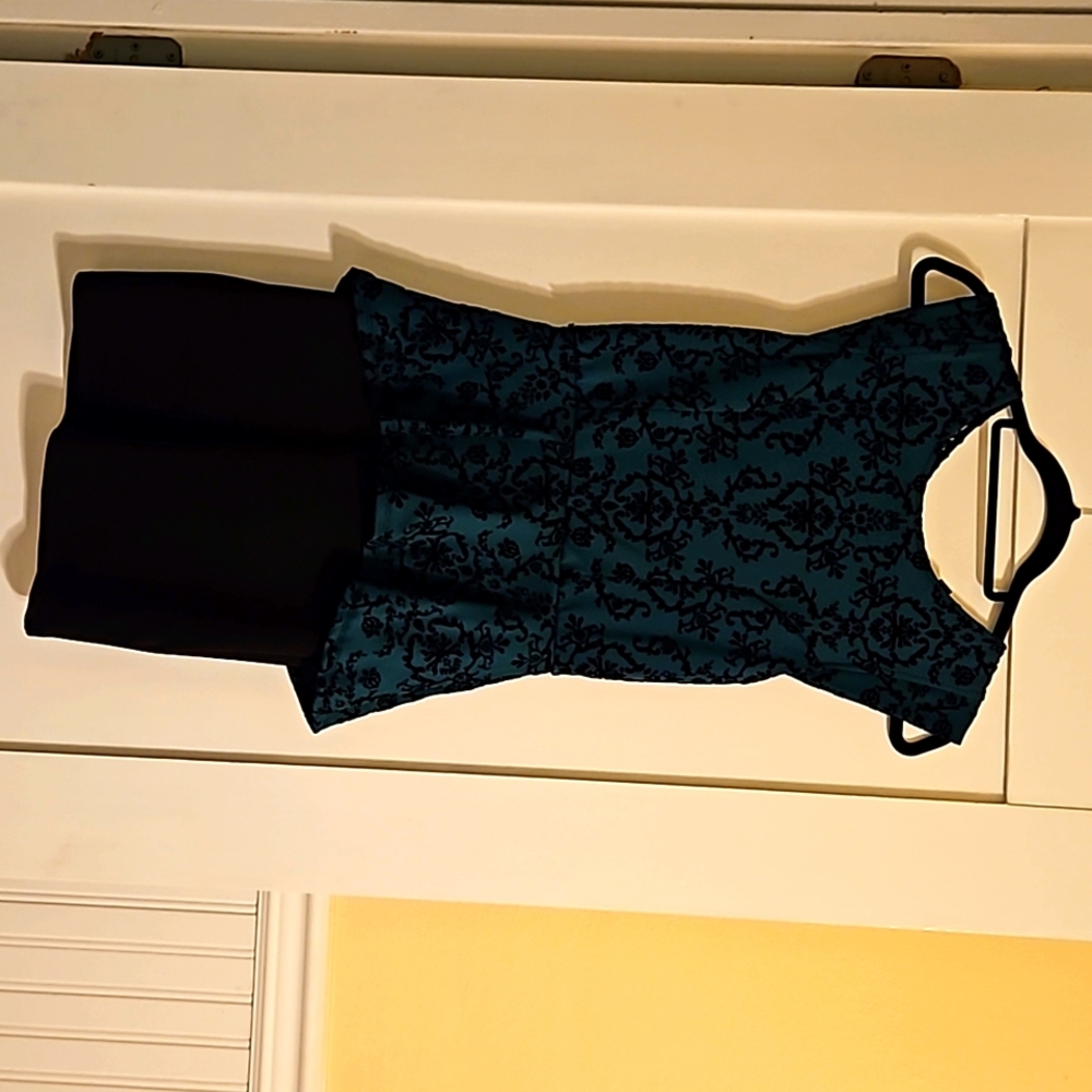 L green and black high low dress